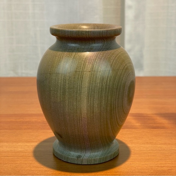 VTG Carved Stone Marble Miniature Bud Vase 4” Tall Green Earth Tone Natural - Picture 2 of 16